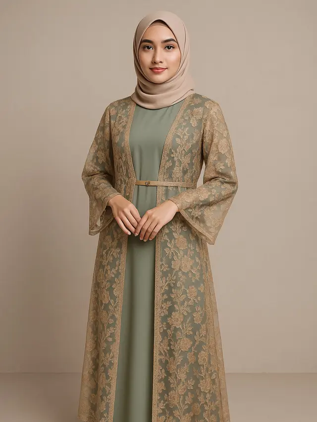 Model Kaftan Muslim Modern Buat Lamaran Biar Tampil Percaya Diri/Ilustrasi gambar oleh AI