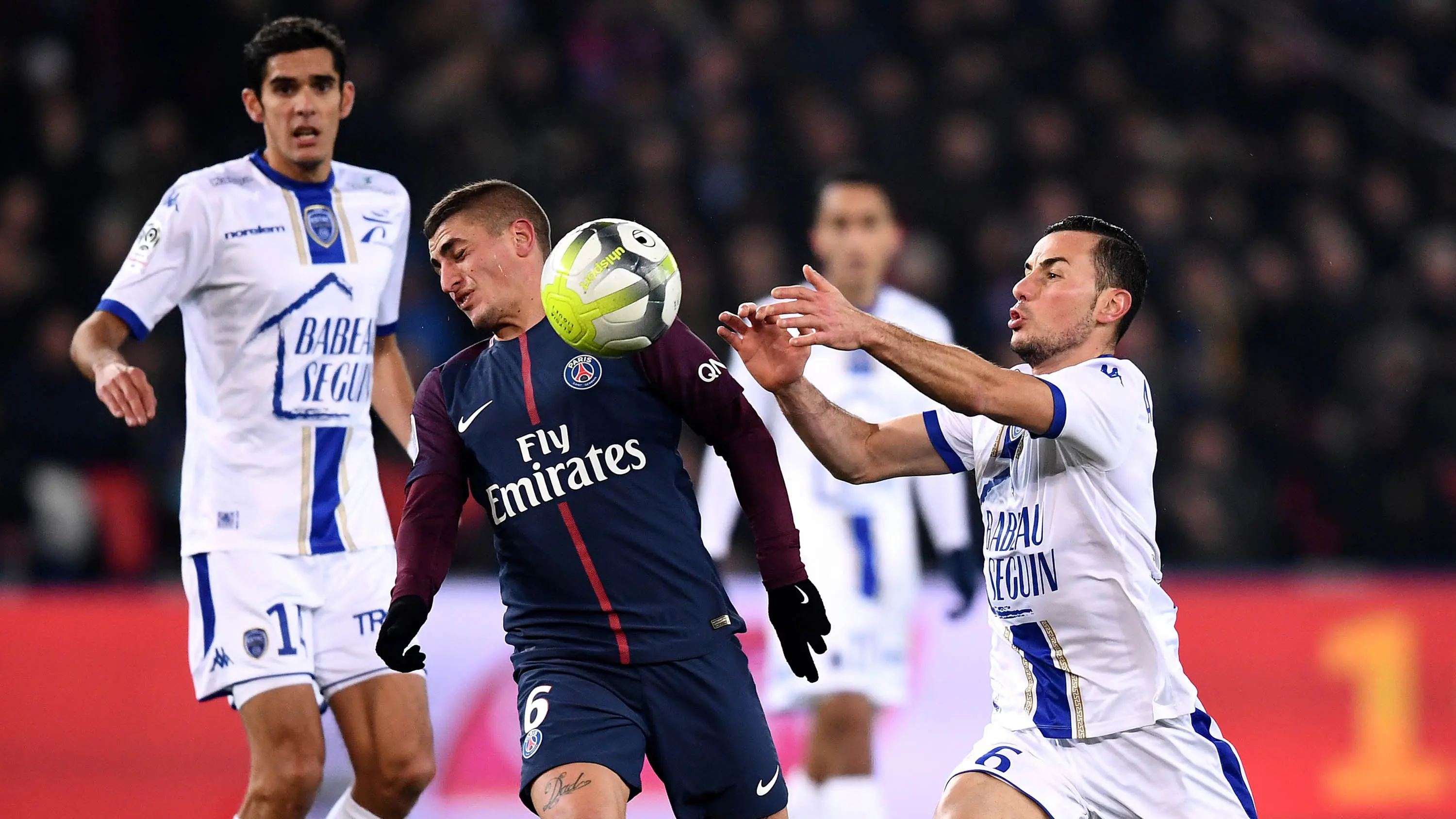 Marco Verratti saat membela PSG di ajang Ligue 1. (AFP/Franck Fife)