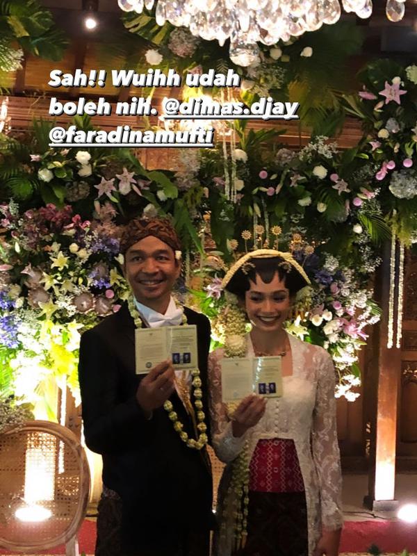 Dimas Djayadiningrat Resmi Menikah dengan Faradina Mufti di Tanggal Cantik. (instagram.com/jokoanwar)