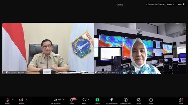 Gubernur Jakarta Pramono Anung dan Kepala BMKG Dwikorita Karnawati.