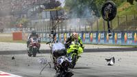 Balapan penuh drama tersaji pada MotoGP Catalunya yang berlangsung di Sirkuit Catalunia, Montmelo, Spanyol pada Minggu (17/05/2026) waktu setempat. (AFP/Daniel Ballarin)