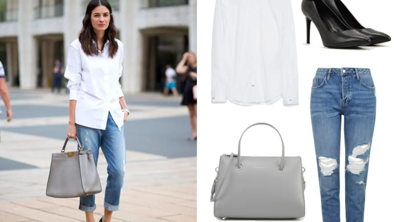 9 Gaya Cool Kemeja Putih dan Ripped Jeans Cocok untuk Kemana Saja