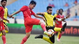 Timnas U-23 menang melalui adu penalti dengan skor 4-3 setelah sebelumnya bermain imbang 1-1 pada waktu normal. (AFP/ Ye Aung Thu)
