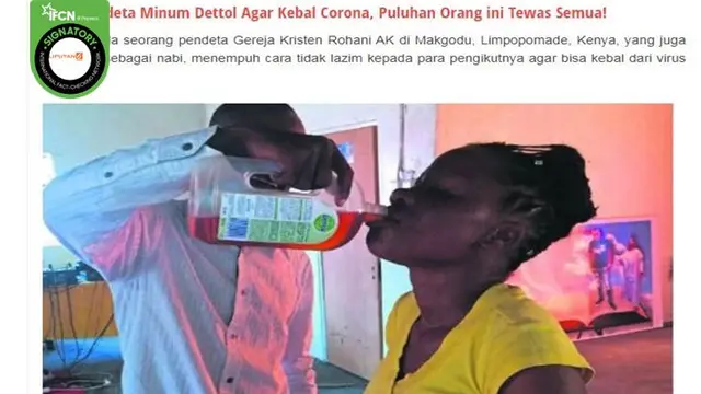 Gambar Tangkapan Layar Berita Tentang Meminum Cairan Antiseptik Dettol