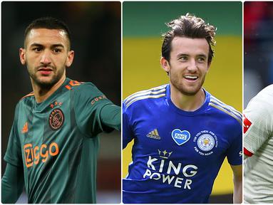 Chelsea terus mendatangkan pemain baru di bursa transfer 2020. Selain Ben Chilwell, Hakim Ziyech dan Timo Werner yang telah resmi berseragam Chelsea, ada dua pemain lain yang dipastikan akan menyusul dalam waktu dekat. Berikut pemain baru Chelsea musim panas ini. (kolase foto AFP)