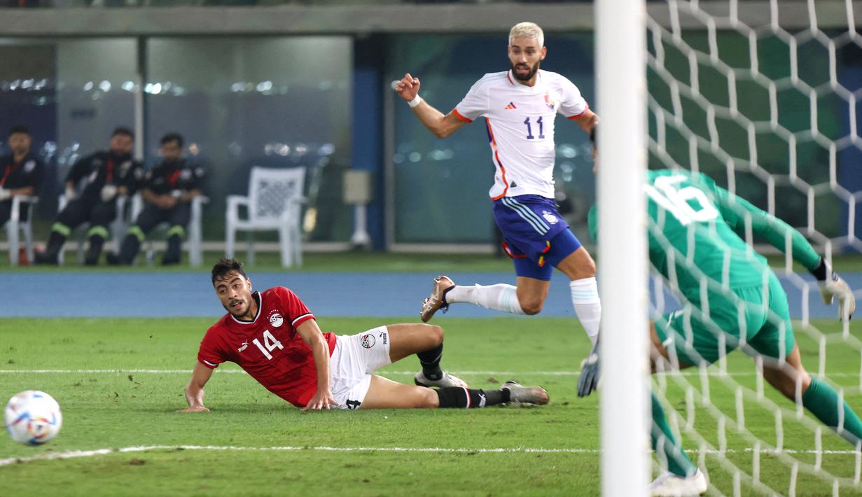 Belgia dikalahkan Mesir 1-2 di Jaber Al-Ahmad International Stadium, Kuwait, Jumat (18/11/2022). (AFP/Yasser Al-Zayyat)