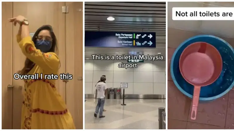 Video TikTok milik influencer Malaysia bernama Marissa Wong menjadi viral dengan kontennya melakukan review terhadap WC umum. (TikTok/@MarissaWong96)