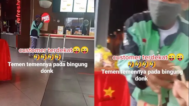 Pengendara ojol antar pesanan makanan yang hanya berjarak dekat