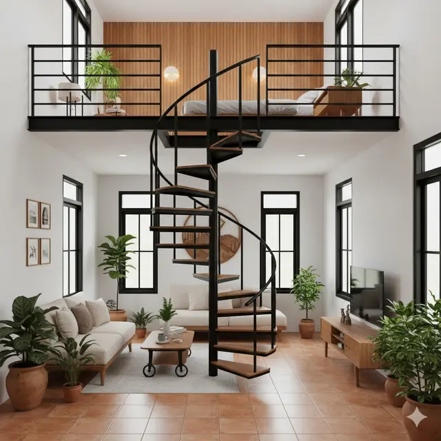 7 Desain Rumah Mezzanine Kecil Tanpa Tangga Beton, Praktis dan Hemat Ruang di 2025