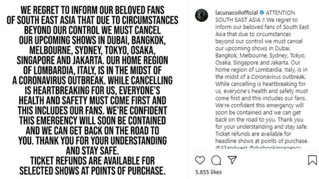Akibat Virus Corona, 6 Konser Ini Batal Tampil di Indonesia