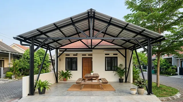 Model Kanopi Teras Minimalis Anti Panas untuk Rumah Hadap Barat. Gemini