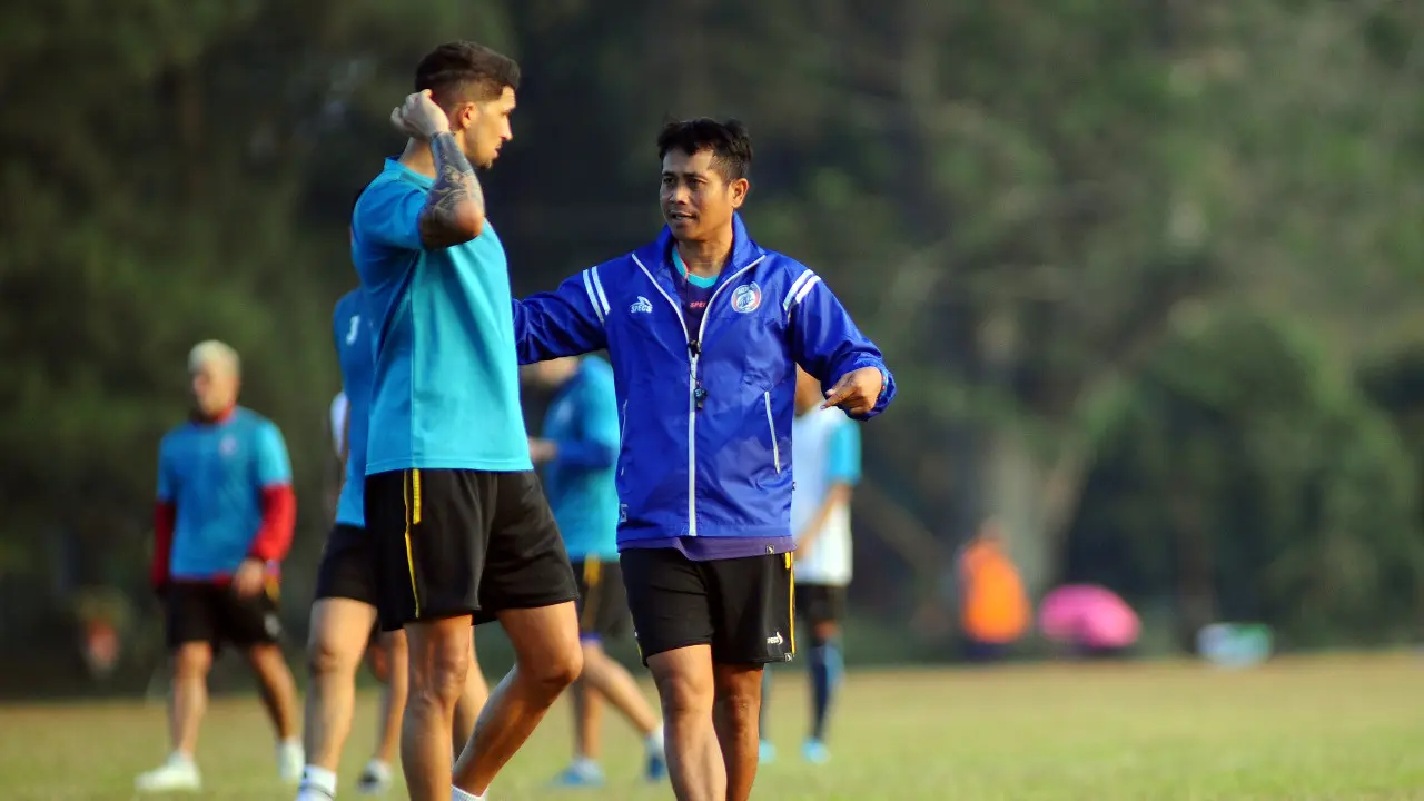 Arthur Cunha dan Pelatih Arema FC Joko Susilo