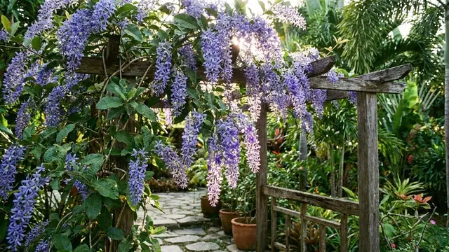 Ilustrasi Petrea Volubilis (Lonceng Katedral) di Pergola/Gemini AI