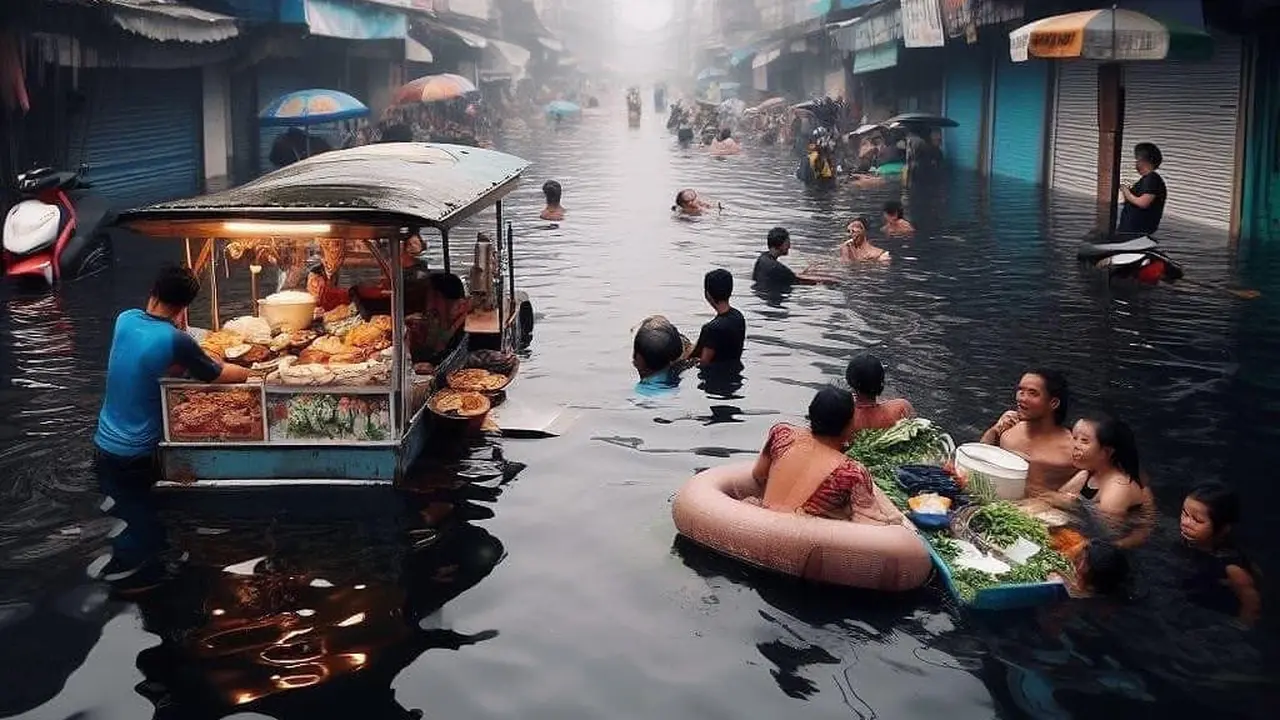 7 Potret Ilustrasi AI Jika Jakarta Tenggelam di Tahun 2030 Ini Bikin Gusar