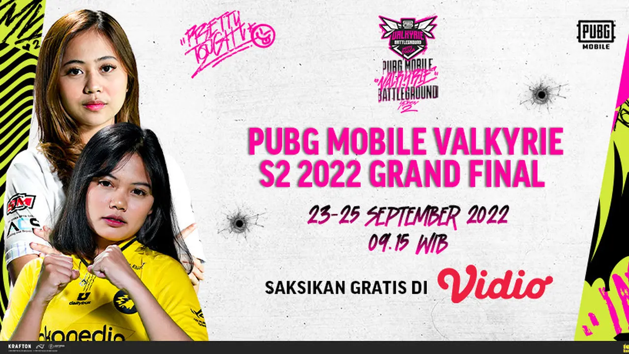 Link Live Streaming Grandfinal PUBG Mobile Valkyrie Battleground Season 2 Ladies 2022 di Vidio 23 sampai 25 September