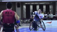 Aksi para atlet di turnamen Hydroplus Indonesia Para Badminton International 2024 yang diadakan di Edutorium UMS, Solo pada 17 hingga 22 September 2024. (Bola.com/Bakti Olahraga Djarum Foundation)