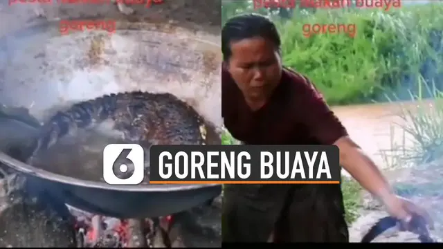 Video emak-emak menggoreng buaya viral di media sosial.