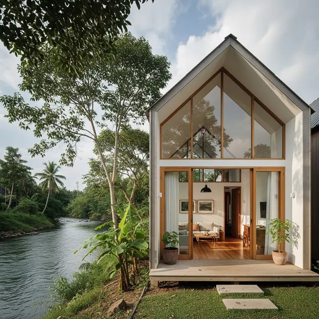 9 Desain Rumah Ukuran Sedang untuk Lokasi Dekat Sungai, Estetik dan Nyaman