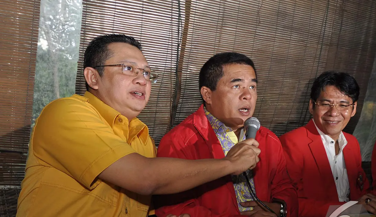 Partai Golkar kubu ARB mengadakan konferensi pers terkait Munas Tandingan, Jakarta, Minggu (7/12/2014). (Liputan6.com/Miftahul Hayat)
