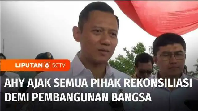 Ketua Umum Partai Demokrat sekaligus Menteri Agraria Tata Ruang dan Kepala BPN, Agus Harimurti Yudhoyono juga memberikan tanggapan pasca putusan MK dalam sengketa pilpres pada sela-sela acara Hari Bumi Sedunia, di Desa Cibedug, Kabupaten Bogor, pada ...