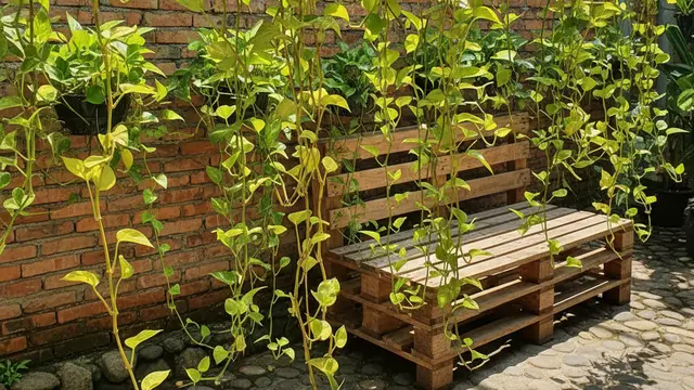 Ide Menata Teras Sempit agar Sejuk dengan Tanaman Pot Daun Lebar. AI