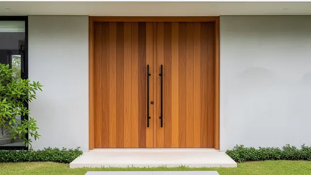 Gambar Rumah Pintu Kayu Jati Minimalis/Gemini AI