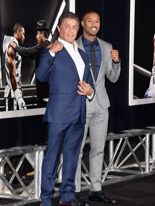 Pemain utama film Creed, Sylvester Stallone dan Michael B. Jordan. (AFP/Bintang.com)