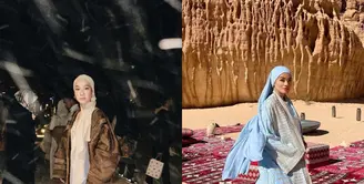 Bunga Citra Lestari dan Titi Kamal sama-sama akhiri ibadah Umroh dengan liburan. Di tengah hamparan padang pasir, keduanya bergaya dengan arabian look yang terlihat modis. Siapa yang paling kece? [@itsmebcl @titi_kamall]