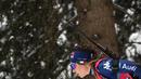 Atlet Biathlon asal Itali, Dorothea Wierer mengikuti perlombaan Piala Dunia IBU Biathlon di Antholz-Anterselva, Itali, Kamis (21/1/2021). (Foto: AFP/Marco Bertorello)
