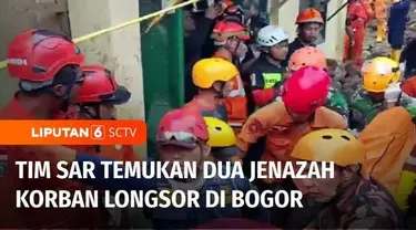 Tim SAR gabungan menemukan dua jenazah korban tanah longsor di Kampung Baru Sirnasari, Kelurahan Empang, Bogor. Dua jenazah itu adalah nenek bersama cucunya yang ditemukan di timbunan longsor.