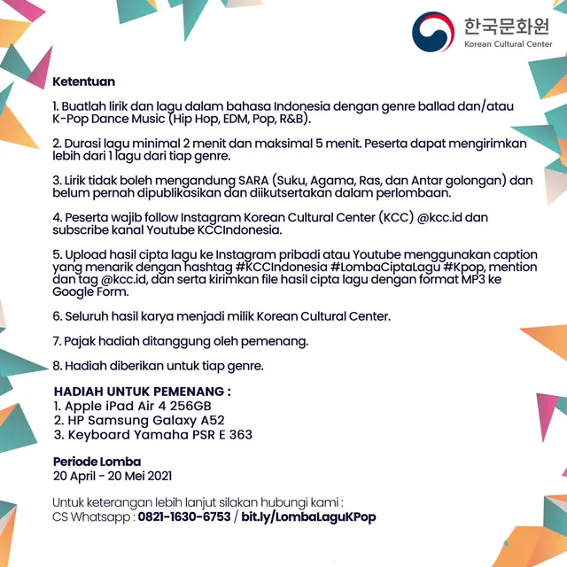 Korean Cultural Center Indonesia (KCCI) menggagas lomba cipta lagu.
