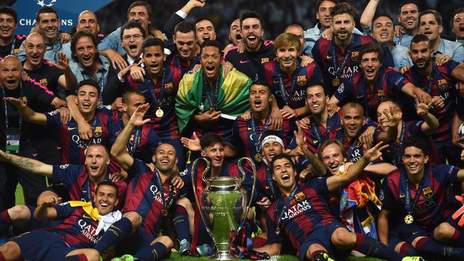 Barcelona ketika juara Liga Champions 2015. (AFP/Patrik Stollarz)