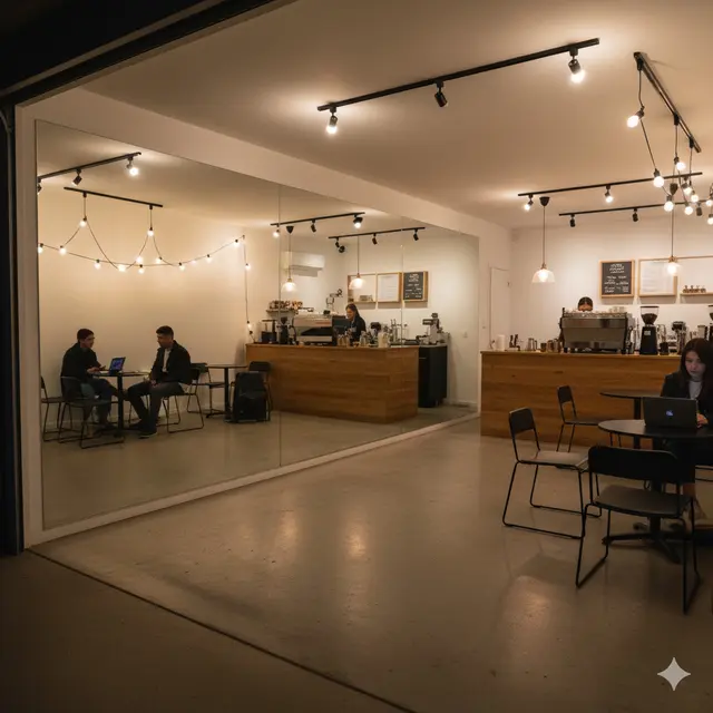 Desain Warung Kopi Kekinian di Garasi Rumah