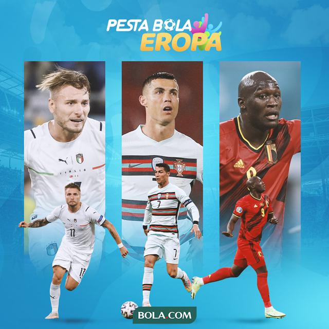 Piala Eropa - Ciro Immobile, Cristiano Ronaldo, Romelu Lukaku