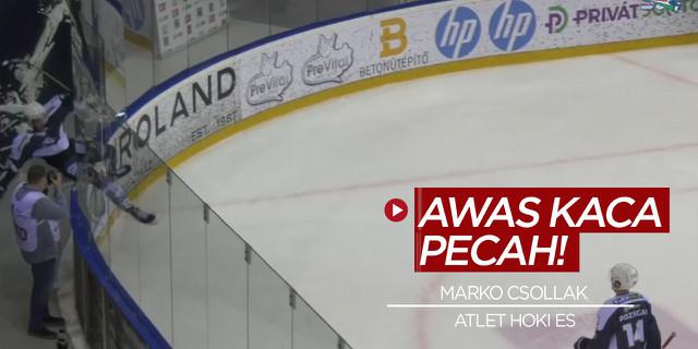 VIDEO: Terlalu Bersemangat, Atlet Hoki Es Ini Pecahkan Kaca Usai Cetak Gol