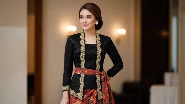 Model Atasan Brokat Peplum Bawahan Batik