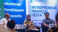 Deputi Bidang Kewirausahaan Siti Azizah, pada acara EFF 2023 dengan tema Acceleration Day: Akselerasi Percepatan Pembiayaan Wirausaha, di Jakarta, Senin (17/7/2023). Kementerian Koperasi dan UKM (KemenKopUKM) kembali menyelenggarakan Entrepreneur Financial Fiesta (EFF) tahun 2023, yang akan fokus pada pengembangan ekosistem kewirausahaan dengan meningkatkan akses pembiayaan berbasis ekosistem klaster wirausaha.