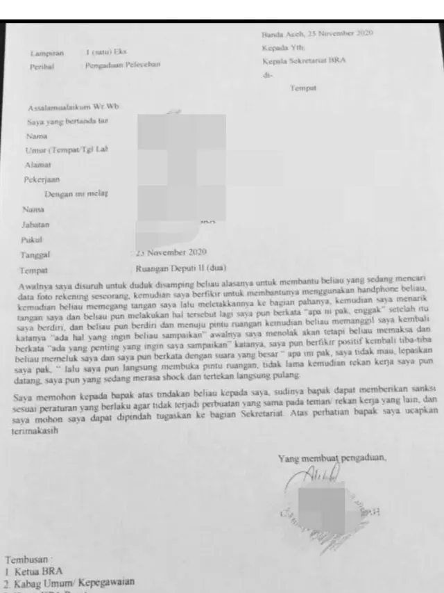 Surat Pengaduan CK (Liputan6.com/Ist)