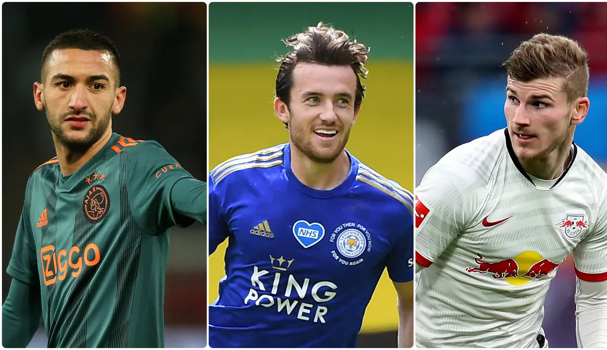 Chelsea terus mendatangkan pemain baru di bursa transfer 2020. Selain Ben Chilwell, Hakim Ziyech dan Timo Werner yang telah resmi berseragam Chelsea, ada dua pemain lain yang dipastikan akan menyusul dalam waktu dekat. Berikut pemain baru Chelsea musim panas ini. (kolase foto AFP)