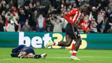 Gol penyeimbang di masa tambahan waktu dari Brian Brobbey menjadi pukulan telak bagi Arsenal, yang sudah unggul hingga menit-menit akhir. (Owen Humphreys/PA via AP)