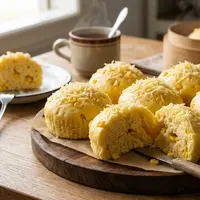 Cara membuat roti kukus jagung manis sederhana. [AI Generated]