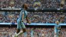 Pemain Manchester City, Raheem Sterling mencetak dua gol untuk kemenangan timnya atas West Ham United di Etihad Stadium,  Manchester, (28/8/2016). (AFP/Oli Scarff)