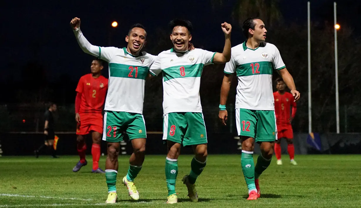 Timnas Indonesia berhasil melumat Myanmar 4-1 pada laga uji coba jelang Piala AFF 2020 di Emirhan Sports Arena, Antalya, Turki, Kamis (25/11/2021). (Dokumantasi PSSI)