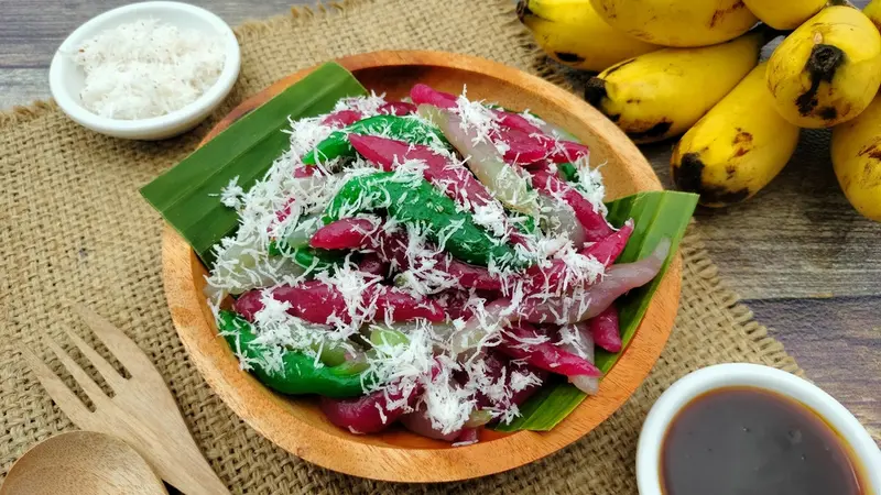 resep cenil kanji tapioka kelapa parut gula merah