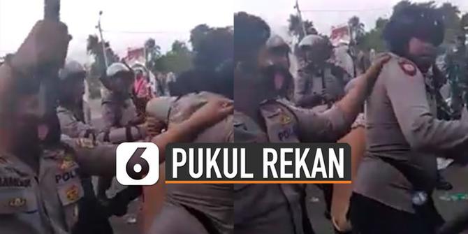 VIDEO: Viral Polisi Pukul Kepala Rekan Saat Halau Kerusuhan