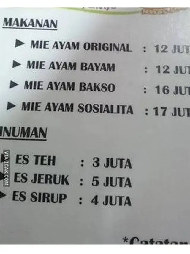 6 Tulisan Nyeleneh di Penjual Mi Ayam Ini Bikin Geleng Kepala