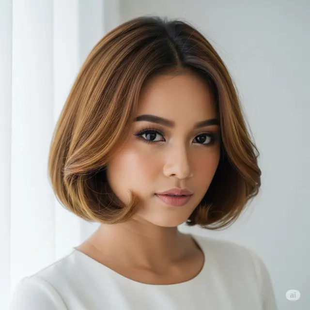 Model Rambut Pendek Coklat Wanita Indonesia. Foto: Gemini