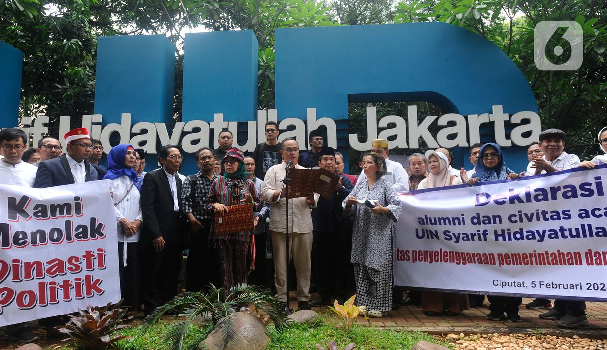 Seruan Ciputat mendesak Presiden Jokowi untuk bersikap netral dan menjadi pengayom bagi seluruh kontestan Pemilu 2024. (merdeka.com/Arie Basuki)