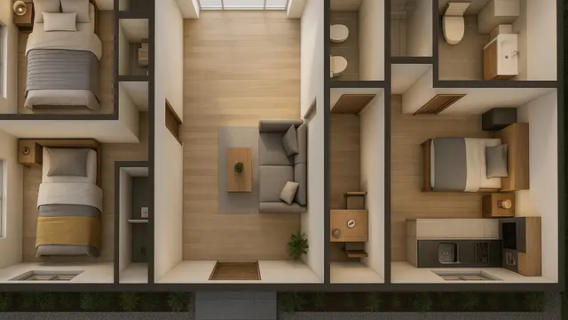 7 Desain Rumah 6x12 1 Lantai 3 Kamar Tidur, Nyaman untuk Keluarga Kecil