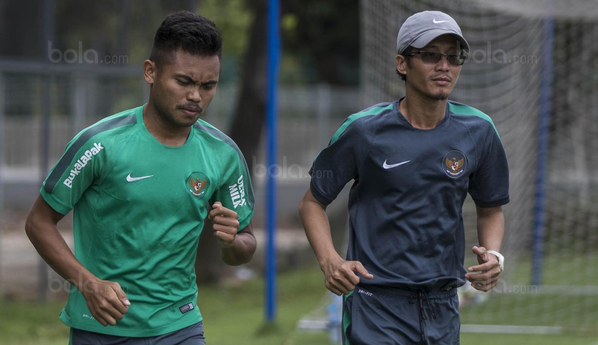 Gelandang Timnas Indonesia, Saddil Ramdani, mengikuti latihan terpisah di Lapangan ABC Senayan, Jakarta, Senin (15/1/2018). Pemusatan latihan ini dilakukan jelang Asian Games 2018. (Bola.com/Vitalis Yogi Trisna)